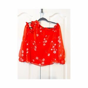 CeCe Bow off Shoulder Ruffles Puff Sleeves Size XS